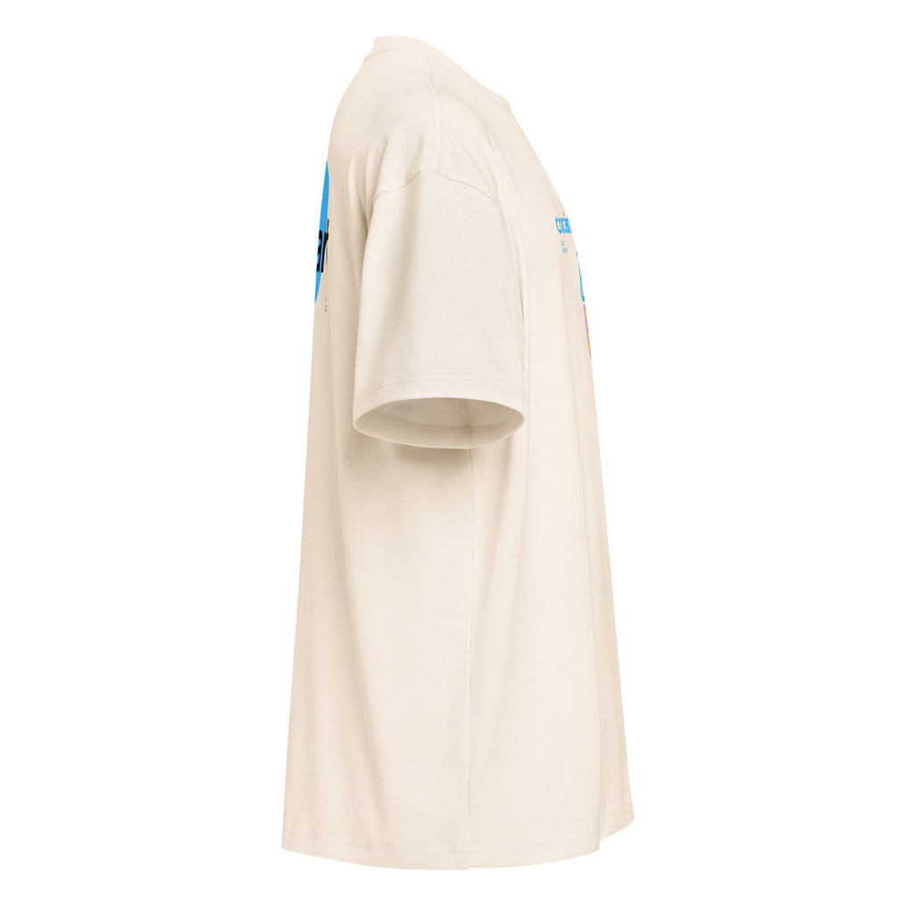 T-shirt streetwear oversize bianca vintage con scritta azzurra "CocainaMerda" stile manifesto con grafica e messaggio forte, .