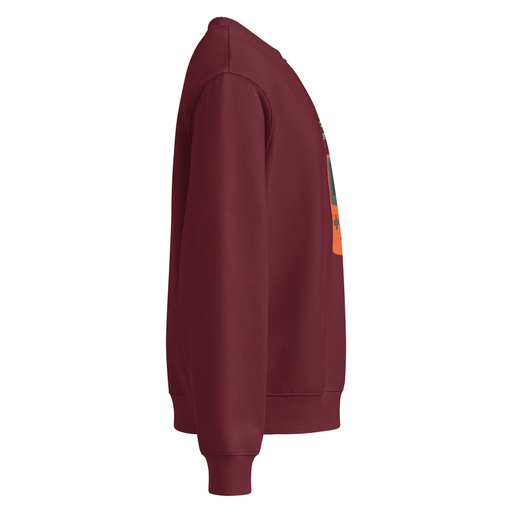 Felpa oversize granata con grafica streetwear manifesto messaggio forte su fronte, stile unisex.
