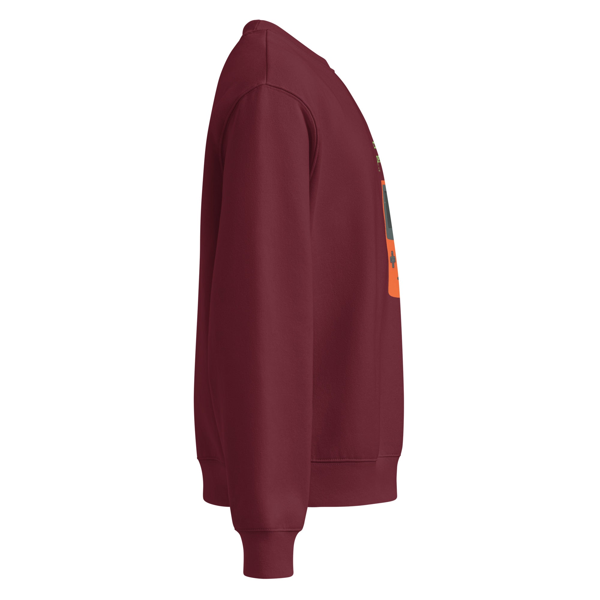 Felpa oversize granata con grafica streetwear manifesto messaggio forte su fronte, stile unisex.